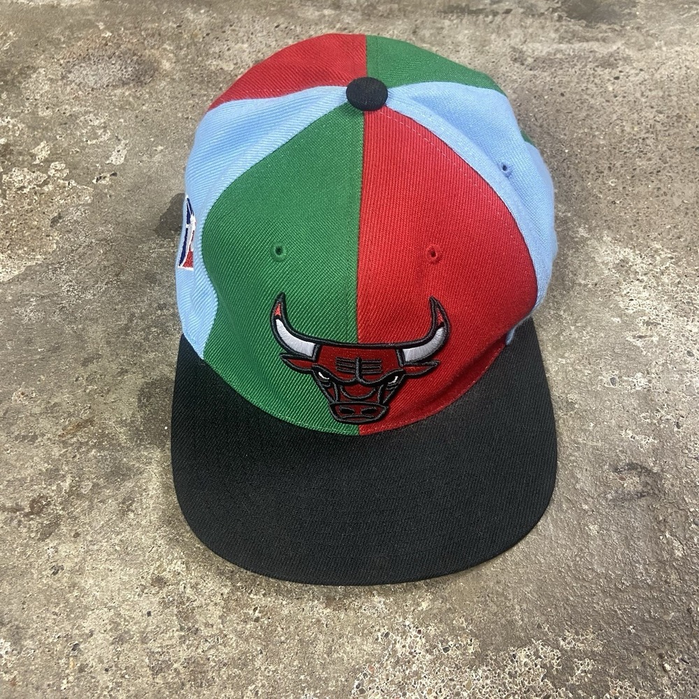 Mitchell & Ness Chicago Bulls Cap Snap Back Adjustable Multi Colorblock NBA Logo